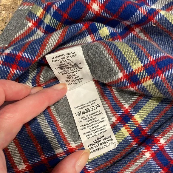 L. L. Bean Signature Organic Cotton Flannel Button Up Shirt Slim Fit XXL 507625 - Picture 9 of 14